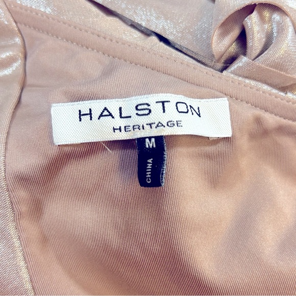 Halston Heritage Gold Metallic Carwash Dress Size M - Picture 13 of 15